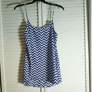 Blue and White Chevron Tank Top